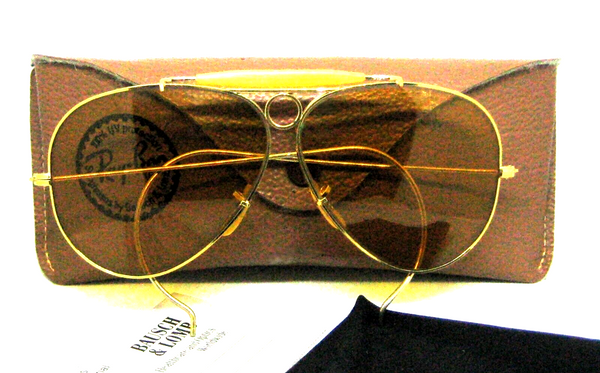 Ray-Ban USA NOS Vintage 70s B&L Aviator LIC Ambermatic Bullet Shooter Sunglasses
