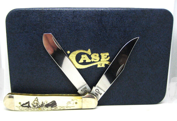 Case XX USA '97 RARE 2Blade Scrimshawed Bone Moby Dick Nantucket Ride 3dot Knife