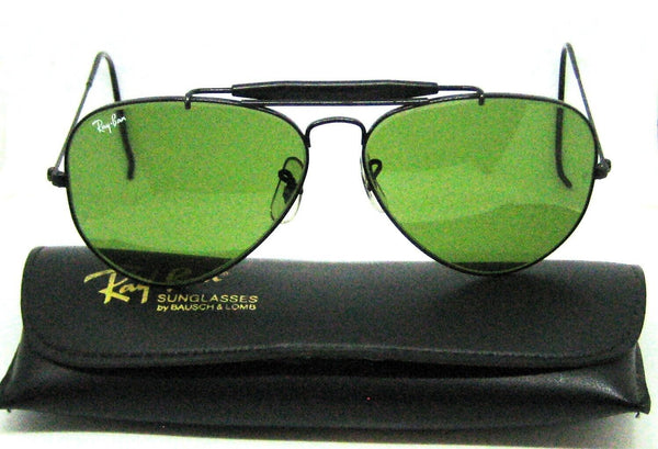 Ray-Ban USA 1980s Vintage B&L NOS Aviator RB-3 Outdoorsman Black New Sunglasses