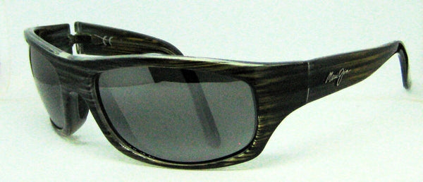 Maui Jim Kaiwi Channel Polarized Wrap Grey Woodgrain Mint Sunglasses & Case