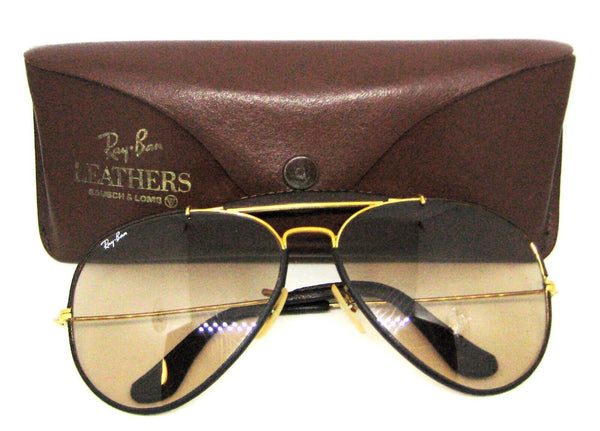Ray-Ban USA Vintage B&L Aviator Leathers 62mm Brown Photo-Changeable Sunglasses
