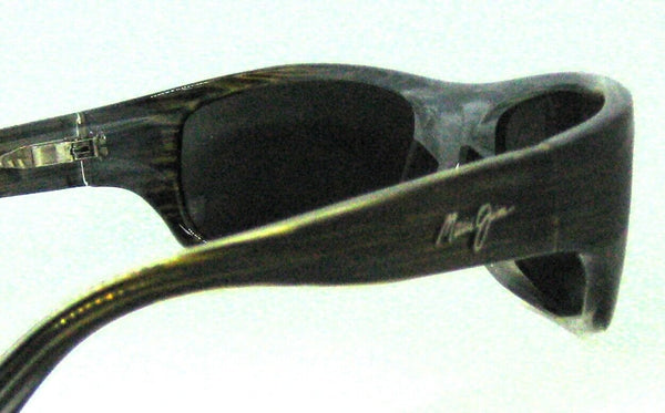 Maui Jim Kaiwi Channel Polarized Wrap Grey Woodgrain Mint Sunglasses & Case