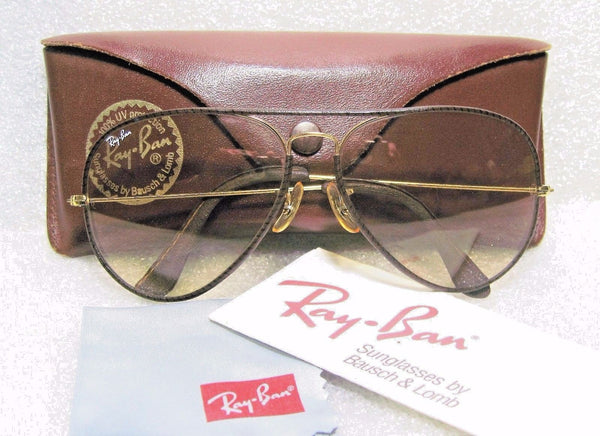 RAY-BAN *MINT B&L VINTAGE AVIATOR *LEATHERS *SUPER-CHANGEABLES SUNGLASSES & CASE - Vintage Sunglasses 
