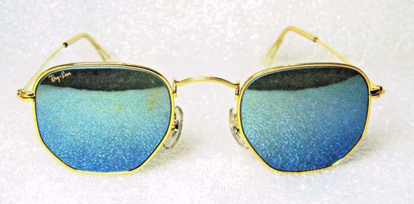 RAY-BAN *NOS VINTAGE B&L Classic Metals W1864 Hexagon BlueMirror *NEW SUNGLASSES - Vintage Sunglasses 