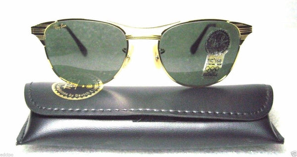 RAY-BAN NOS VINTAGE B&L CLASSIC METALS "SIGNET" W0386 24kGP *NEWinBOX SUNGLASSES - Vintage Sunglasses 