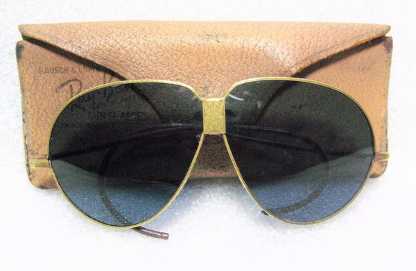 VINTAGE 1930s PILOT/BIKER *AO INDIGO GOGGLES&RAY-BAN B&L AVIATOR SUNGLASSES CASE - Vintage Sunglasses 