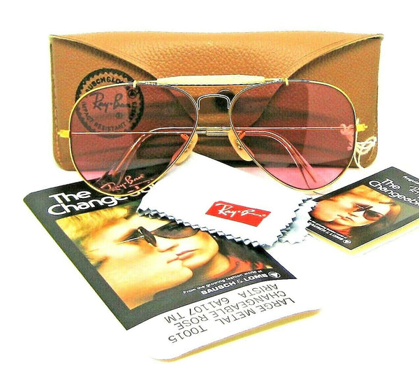 Ray-Ban USA NOS Vintage B&L Aviator Outdoorsman1 Rose Changeables New Sunglasses
