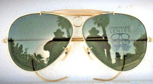 Ray-Ban USA Vintage 70s B&L NOS Aviator Green Changeable Shooter New Sunglasses
