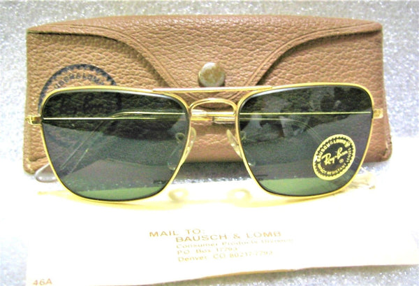 Ray-Ban USA NOS Vintage 1960s B&L Aviator Caravan Pilot 52 New Sunglasses & Case - Vintage Sunglasses 