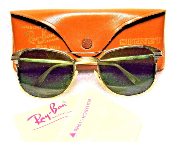 Ray-Ban USA Vintage 1950s B&L *Very Rare "SIGNET" 12k GF *MINT Sunglasses & Case - Vintage Sunglasses 
