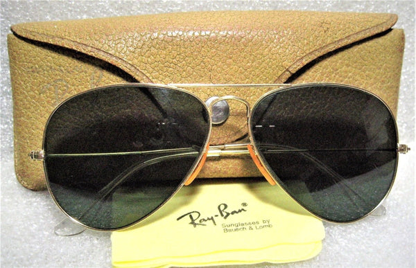 Vintage Ray-Ban USA Rare 1950s B&L Pilot 58 G-15 Aviator 12kGF Sunglasses & Case - Vintage Sunglasses 