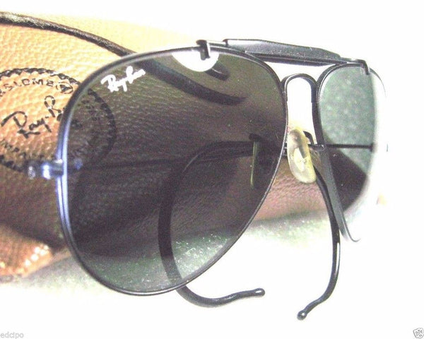 Vintage *NOS Ray-Ban USA B&L Aviator Black Chrome 58 G-15 *NEW Sunglasses & Case - Vintage Sunglasses 