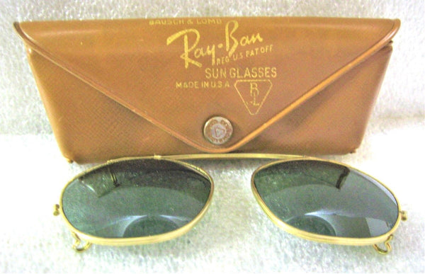 Vintage Ray-Ban USA 1950s Bausch & Lomb Rare "Clip-on" 48 *Excellent Sunglasses - Vintage Sunglasses 