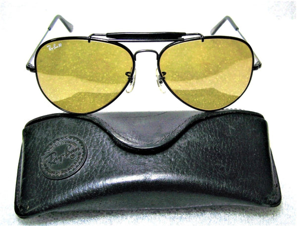 Ray-Ban USA Vintage B&L Aviator The General RB-50 Rare Black Chrome Sunglasses - Vintage Sunglasses 