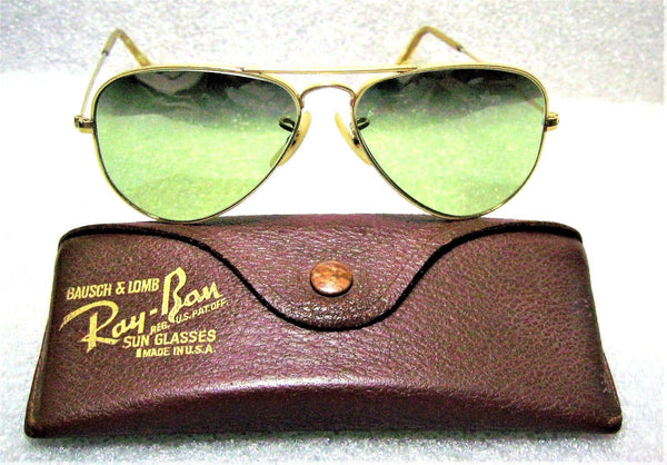 Vintage Ray-Ban USA Rare 1950s B&L 52mm TGM RB-2 Aviator 12kGF Sunglasses & Case - Vintage Sunglasses 