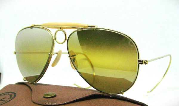 Ray-Ban USA NOS Vintage B&L Aviator Sharp Shooter DGM Ambermatic New Sunglasses
