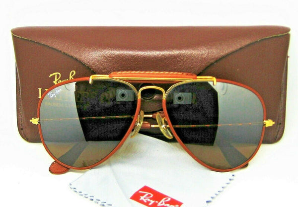 Ray-Ban USA Mint Vintage B&L Aviator Leathers Outdoorsman 58mm, *TGM Sunglasses - Vintage Sunglasses 