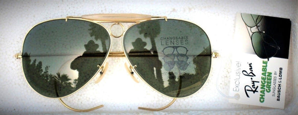Ray-Ban USA NOS Vintage B&L Aviator Green *Changeable RB3 Shooter NEW Sunglasses - Vintage Sunglasses 