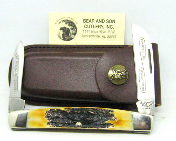 New USA BEAR & SONS MGC 2004 Transition Congress 2Blade Stag Handle Pocket Knife