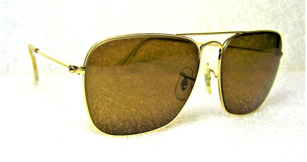 Ray-Ban USA Vintage 70s B&L Aviator Caravan Pilot 58 B-15 Brown *Mint Sunglasses - Vintage Sunglasses 