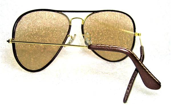 Ray-Ban USA Vintage B&L Aviator "Leathers" Brown *Changeables *Mint Sunglasses - Vintage Sunglasses 