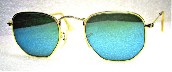 Ray-Ban USA NOS Vintage B&L Classic Metals W1864 Hex Blue Mirror New Sunglasses - Vintage Sunglasses 
