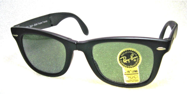 Ray-Ban USA Vintage NOS B&L Folding Wayfarer W0670 Matte Black New Sunglasses - Vintage Sunglasses 
