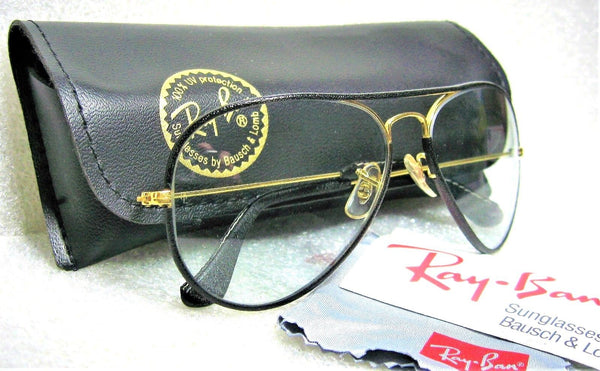 Ray-Ban USA *NOS Vintage B&L Aviator "Leathers" Blue *Changeables New Sunglasses - Vintage Sunglasses 
