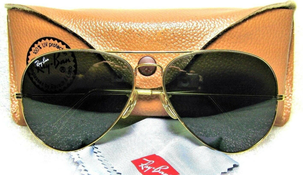 Ray-Ban USA NOS Vintage B&L Aviator Arista 24kGP 58mm G-15 New Sunglasses & Case - Vintage Sunglasses 