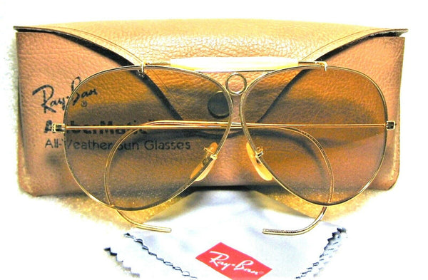 Ray-Ban USA Vintage B&L Aviator Ambermatic Bullet Hole Shooter NrMint Sunglasses - Vintage Sunglasses 