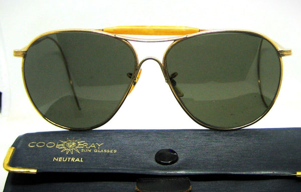 American Optical USA Aviator WWII Pilot Ful Vue GP Vintage 1940s Sunglasses