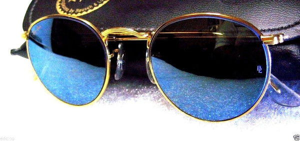 Ray-Ban USA Vintage NOS B&L Classic Metals 47 Blue Mirror 24k GP New Sunglasses