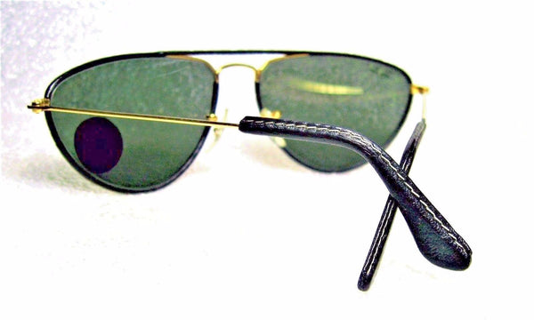 Ray-Ban USA *NOS Vintage *B&L Aviator "Leathers" Fashion Metals W1565 Sunglasses - Vintage Sunglasses 