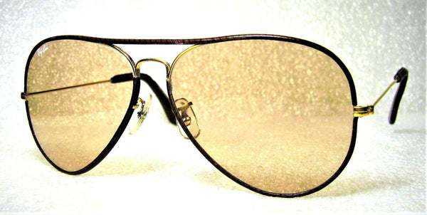 Vintage Ray-Ban USA B&L Aviator Leathers Brown Changeables Mint Sunglasses - Vintage Sunglasses 