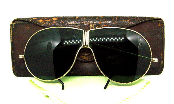Antique early 1900s Biker folding sunglasses AO?+Ray-Ban USA Bausch & Lomb Case