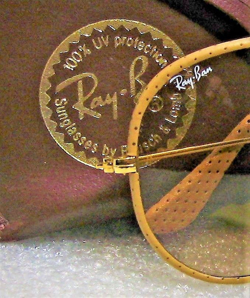 Ray-Ban USA NOS Vintage B&L Aviator Ostrich Leathers L1513 Changeable Sunglasses - Vintage Sunglasses 