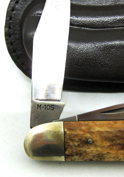 Remington UMC M-105 USA Sowbelly Knife 3 Blade Bone Handles Mint with Sheath