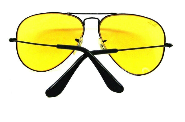 Ray-Ban USA NOS Vintage 1980s B&L Aviator Ambermatic Black Chrome New Sunglasses