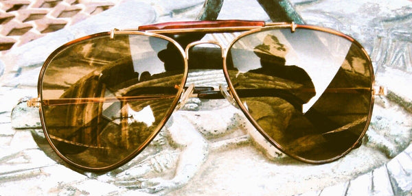 Ray-Ban USA Vintage 80s B&L  Aviator Tortuga  Ambermatic Deep Groove  Sunglasses