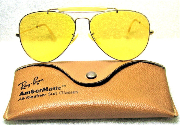 Ray-Ban USA Vintage 1970s B&L Aviator *Ambermatic Outdoorsman *NrMint Sunglasses - Vintage Sunglasses 