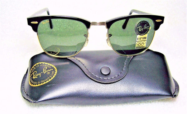 Ray-Ban USA *NOS Vintage B&L Clubmaster II W1116 Polished Ebony *NEW Sunglasses - Vintage Sunglasses 