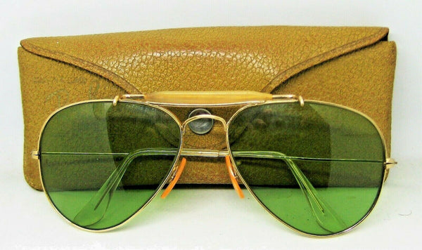 Ray-Ban USA Vintage 1940s B&L 12kGF Aviator Rare RB2 Mint 58mm Sunglasses & Case