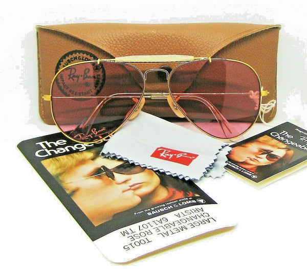 Ray-Ban USA NOS Vintage B&L Aviator Outdoorsman Changeables Rose New Sunglasses