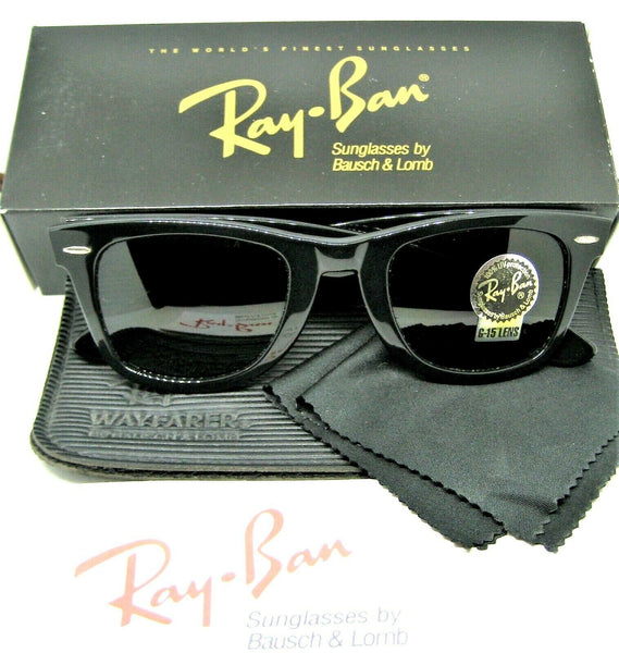 Ray-Ban USA NOS Vintage B&L Wayfarer L2009 G15 5024 Ebony New In Box Sunglasses