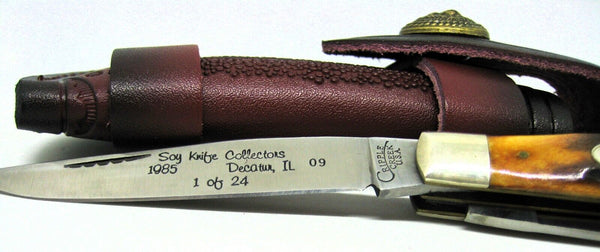 NOS Cripple Creek Bob Cargill USA Vintage 1985 stag slim trapper Rare 1 of 24