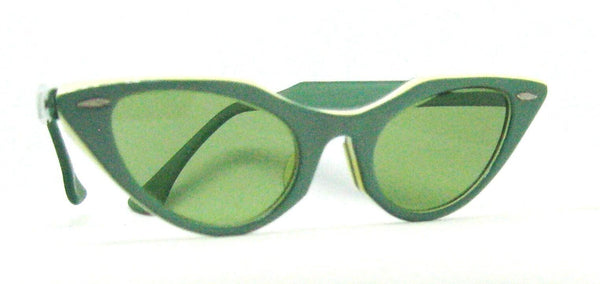 Vintage Ray-Ban USA 1950/60s B&L Green Silhouette Cateye Mint Sunglasses & Case