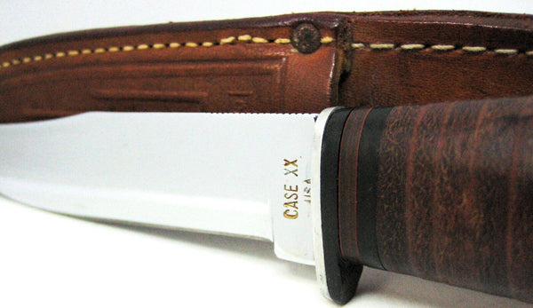 Case XX USA 385 Hunter Fixed Mirror Blade, Leather Handle Mint Knife & Sheath