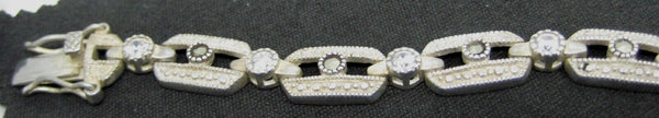 Vintage CZ Diamond Marcasite 925 Sterling Silver 8" DBJ New Tennis Bracelet
