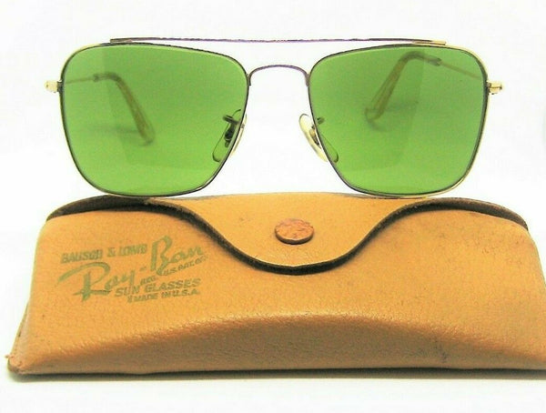 Ray-Ban USA *Mint Vintage 1950s B&L Aviator Rare Brace Caravan Sunglasses & Case