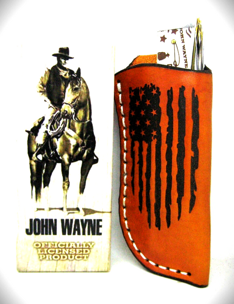 John Wayne Knife Case XX USA folding 10712 Natural Bone Smooth Trapper & sheath